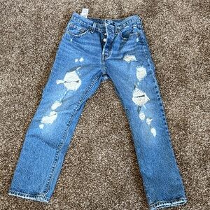 Levi's Blue Ripped Straight-Leg Jeans